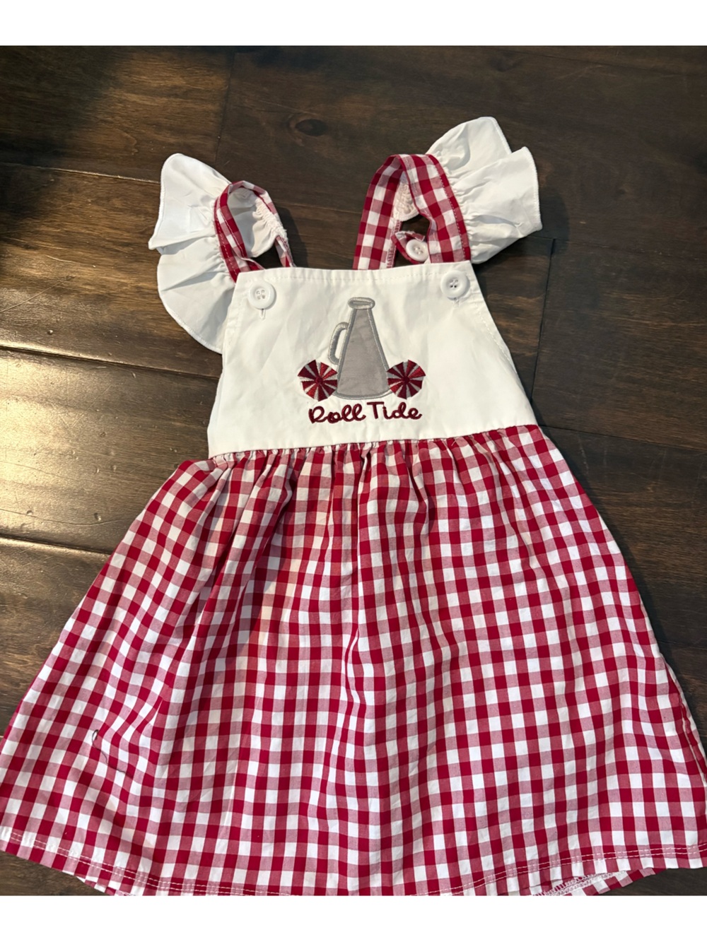 Alabama Red Gingham 'Roll Tide' Girls' Pinafore Dress 12 months